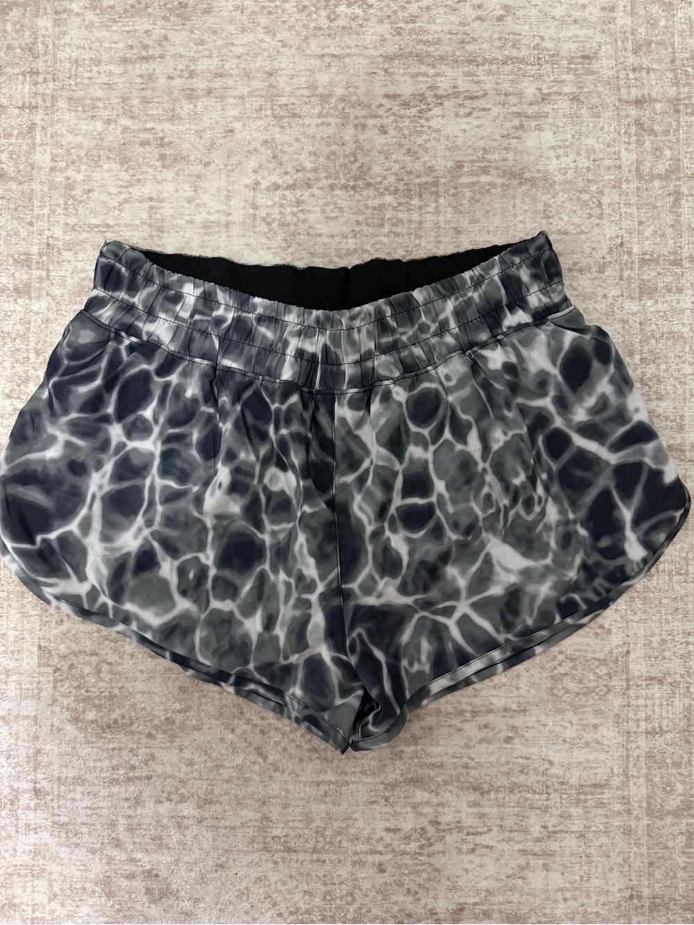 PINK Victoria's Secret Black & Gray Marble-Print Athletic Shorts